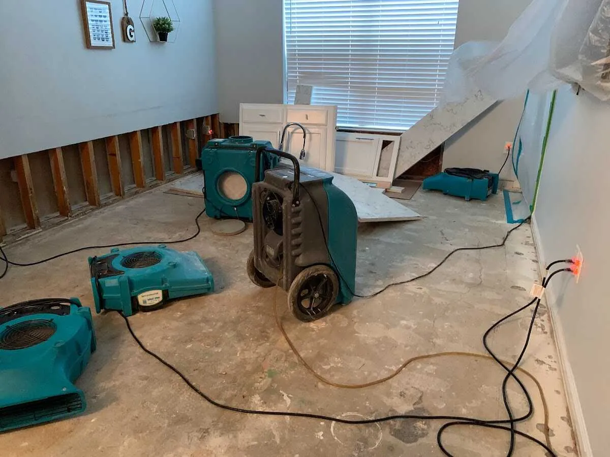 Dehumidifier in flood-cut room for Water Damage Restoration in Castro Valley